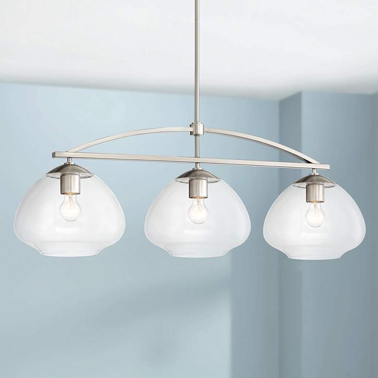 Image 1 Orilla 42 1/4" Wide Brushed Nickel Clear Glass Island Pendant Light