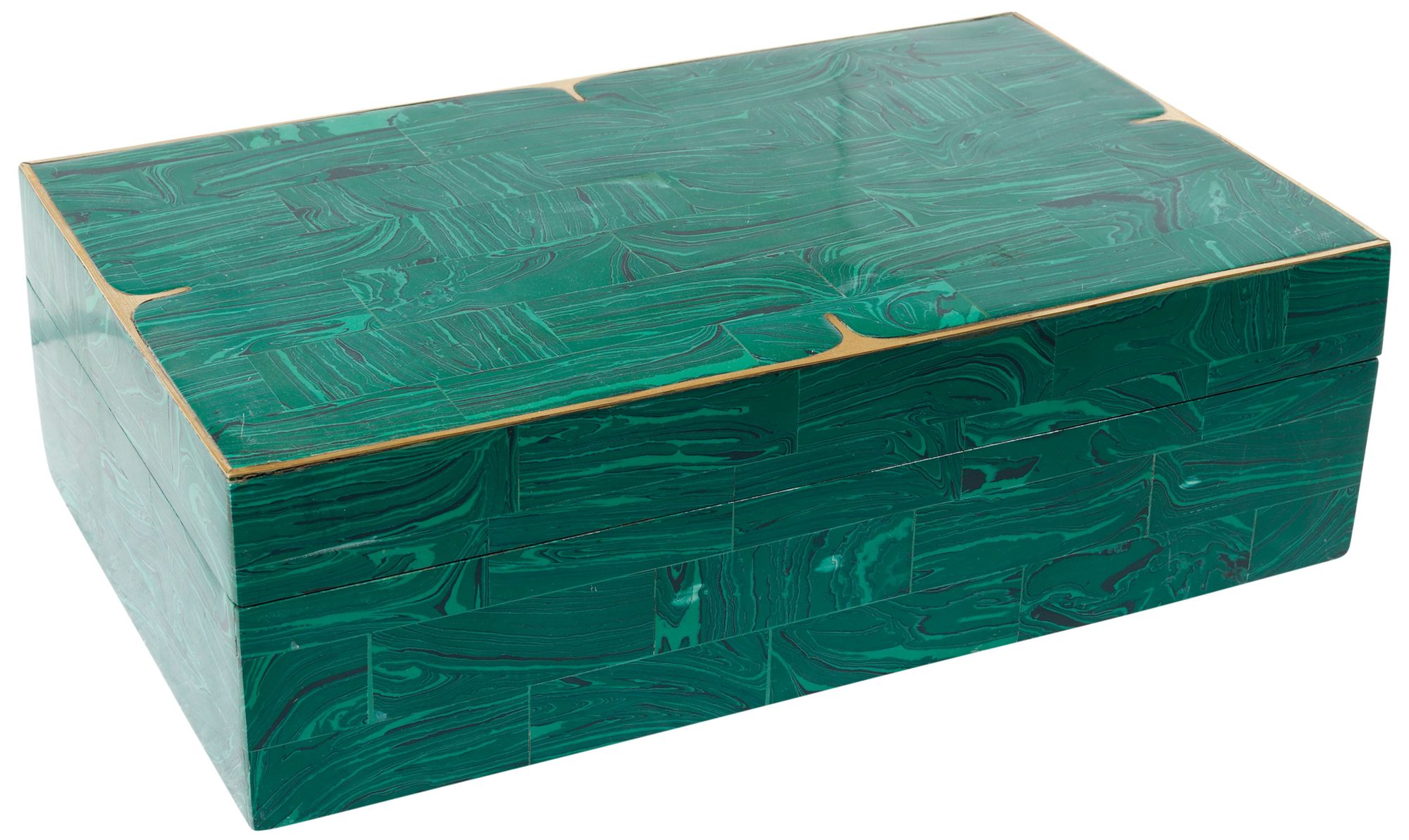 Image 3 Orin Green, Brushed Brass Rectangular Box - Set of 2 more views