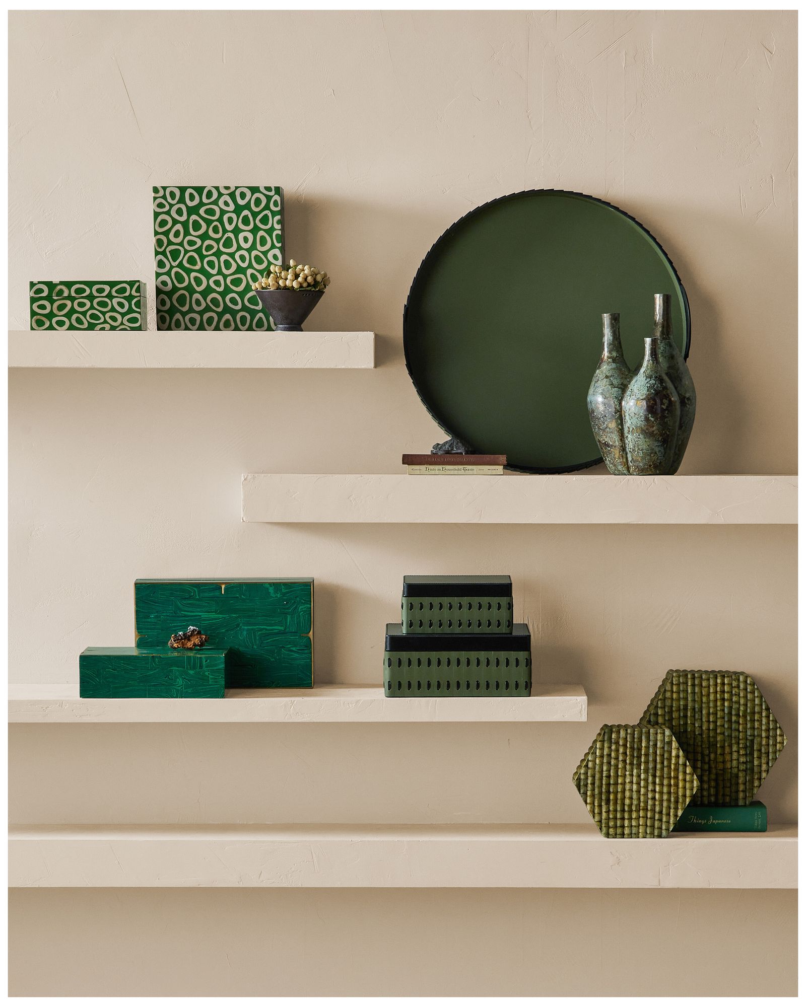 Orin Green, Brushed Brass Rectangular Box - Set of 2
