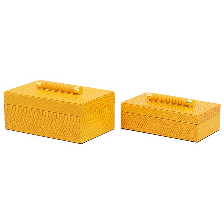 Image 1 Orinoco Yellow Faux Leather Decorative Boxes - Set of 2