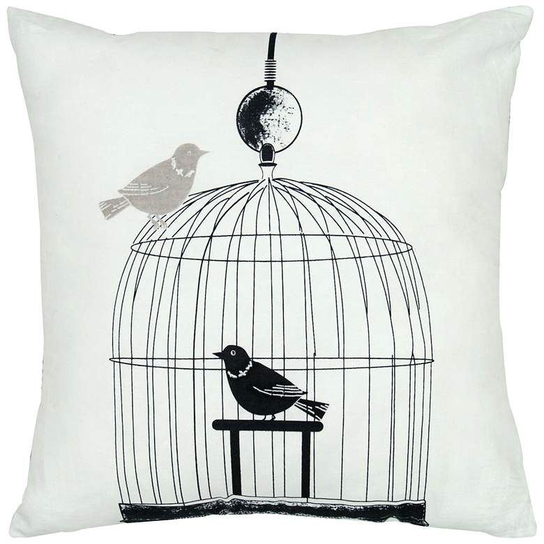 Image 1 Orinth Black and White Birdcage 18 inch Square Throw Pillow