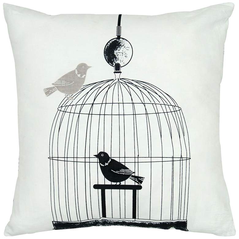 Image 1 Orinth Black and White Birdcage 18" Square Throw Pillow