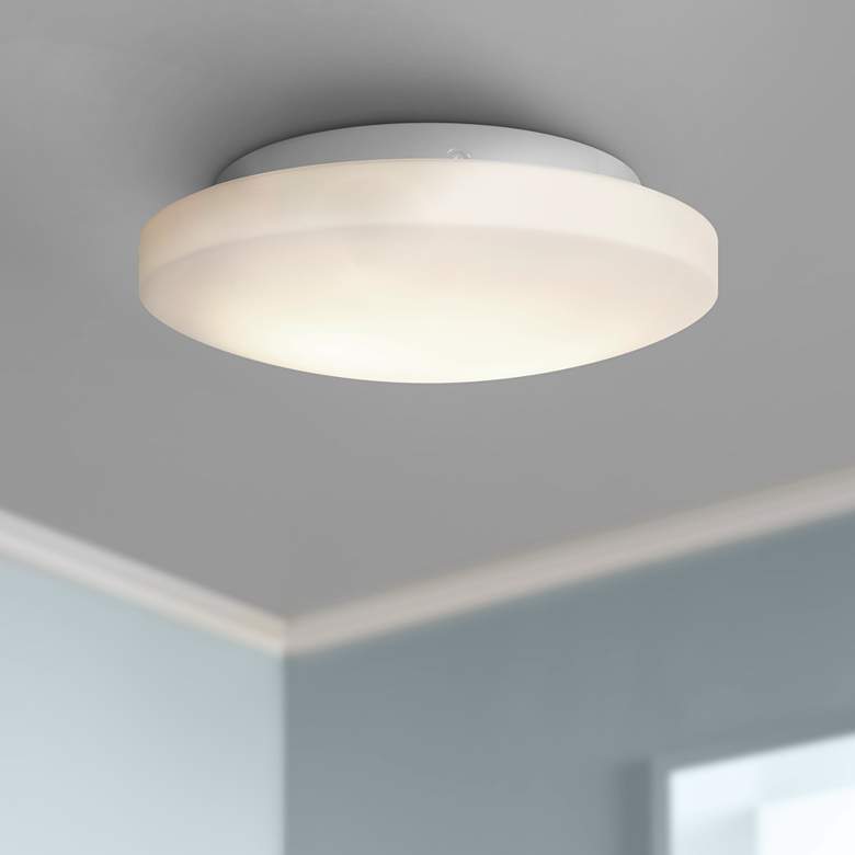 Image 1 Orion 10 3/4 inch Wide White Ceiling Light with Opal Shade