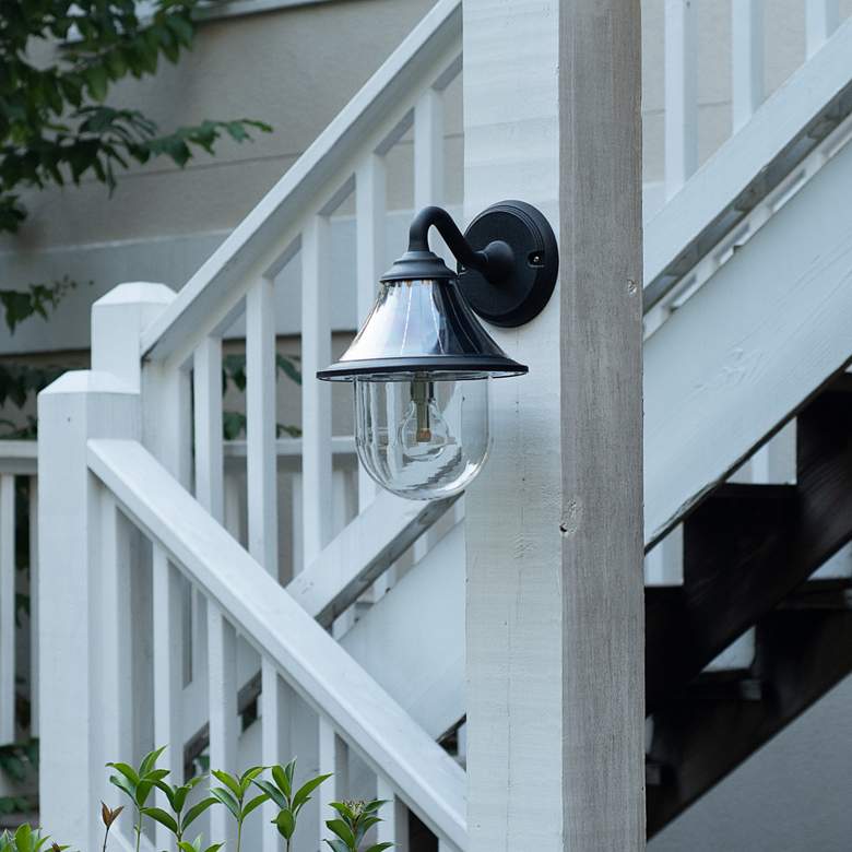 Image 6 Orion 13"H Black Solar LED Dusk-to-Dawn Outdoor Wall Light more views