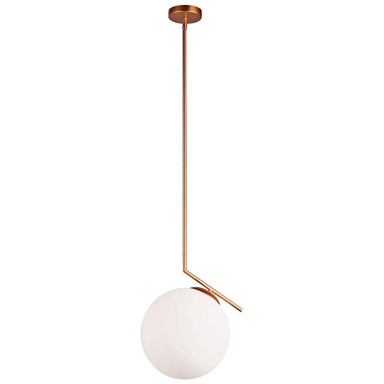 Image 2 Orion 14" Wide Plated Gold Pendant Light w/ White Glass