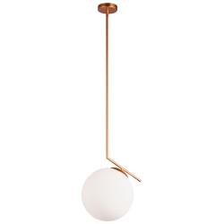 Orion 14" Wide Plated Gold Pendant Light w/ White Glass