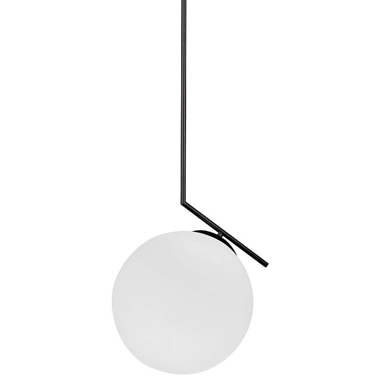 Image 2 Orion 14"W Black Metal and Opal Glass Globe Pendant Light