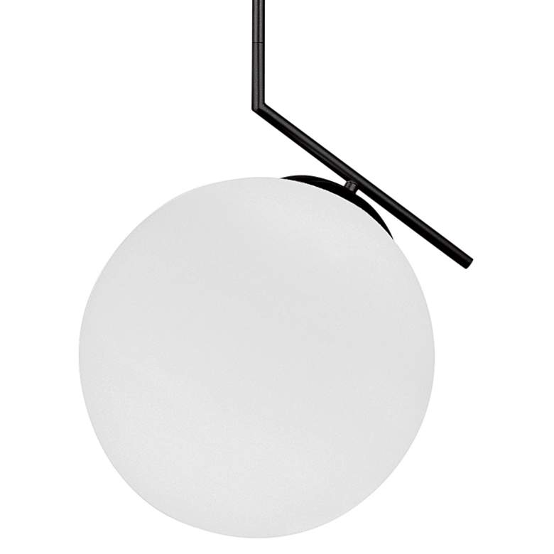 Image 3 Orion 14"W Black Metal and Opal Glass Globe Pendant Light more views