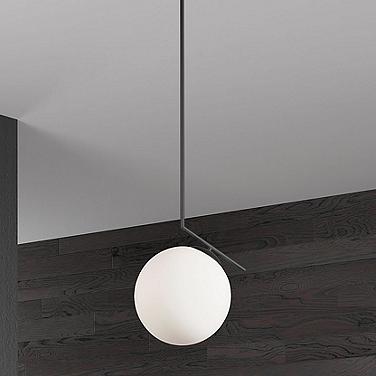 Orion 14"W Black Metal and Opal Glass Globe Pendant Light
