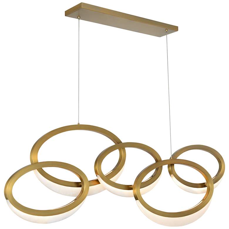 Image 3 Orion 17.25 inchH x 45.5 inchW 1-Light Linear Pendant in Aged Brass