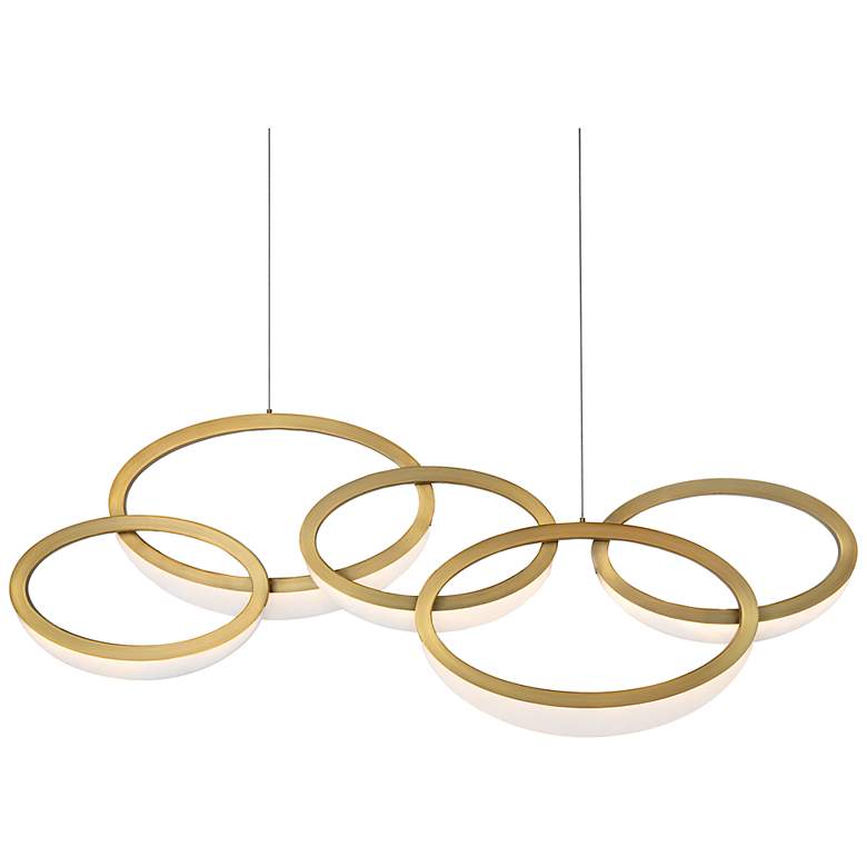 Image 5 Orion 17.25"H x 45.5"W 1-Light Linear Pendant in Aged Brass more views