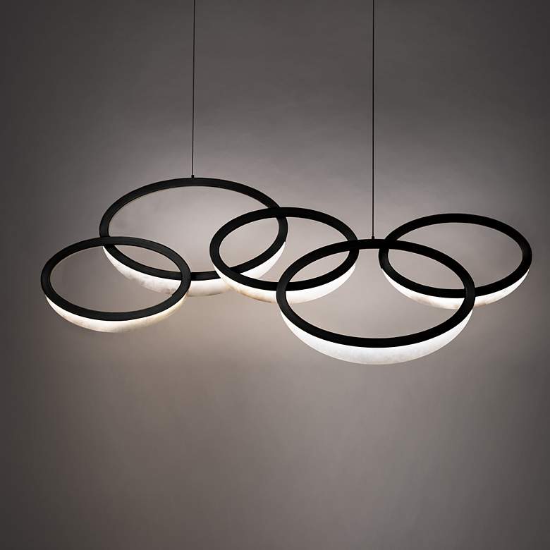 Image 1 Orion 18.13"H x 45.5"W 5-Light Linear Pendant in Black