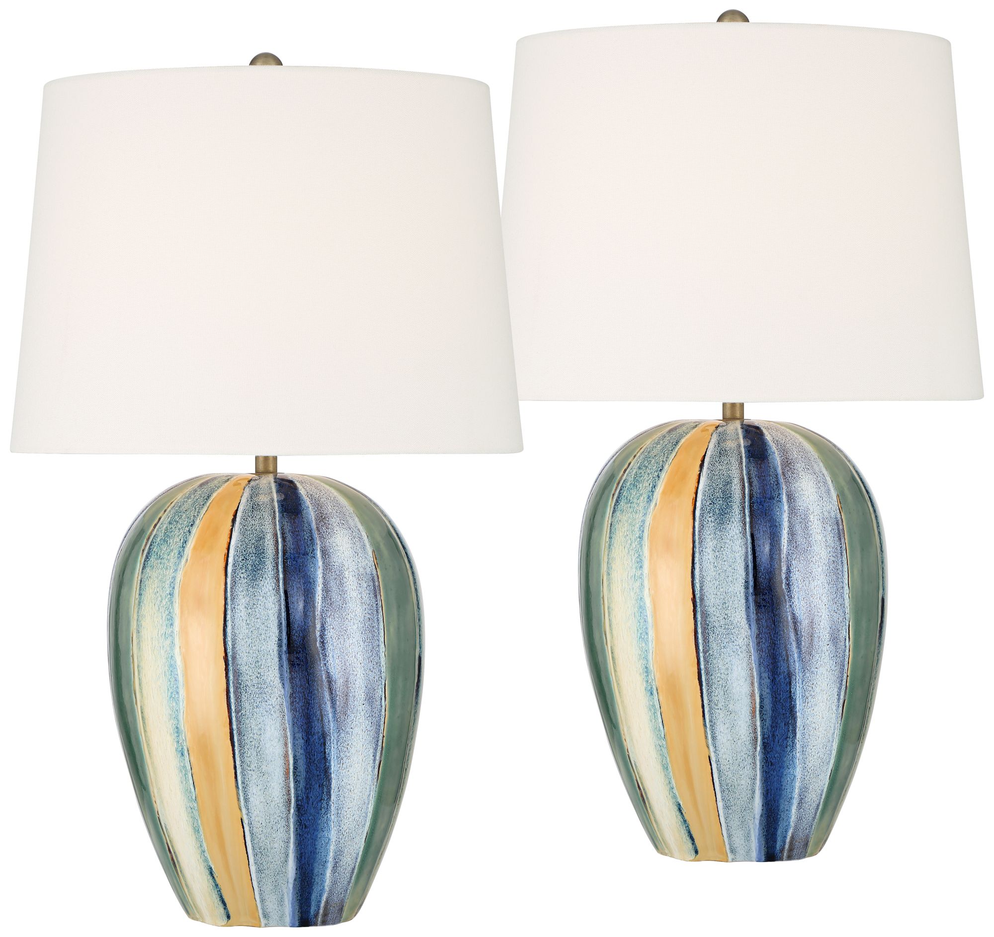 Image 3 Orion 23"H Green Blue Yellow Multi-Color Ceramic Table Lamp Set of 2