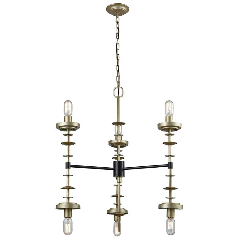 Image 1 Orion 28" Wide Antique Gold Leaf 6-Light Chandelier