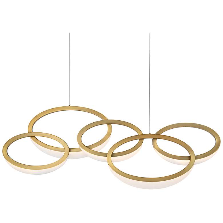 Image 3 Orion 45 1/2" Wide Aged Brass LED Pendant Light