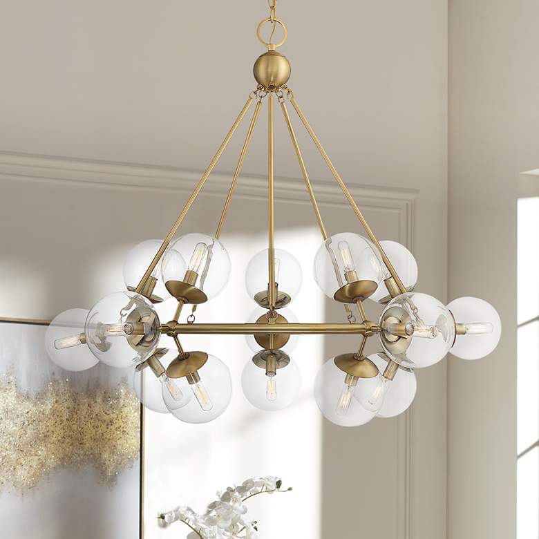 Image 1 Orion 45" Wide Warm Brass 15-Light Abstract Chandelier