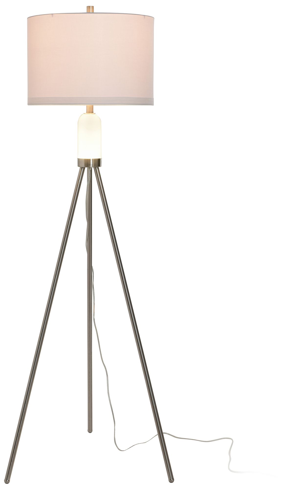 Image 3 Orion 63" High Brushed Nickel Floor Lamp with White Shade more views