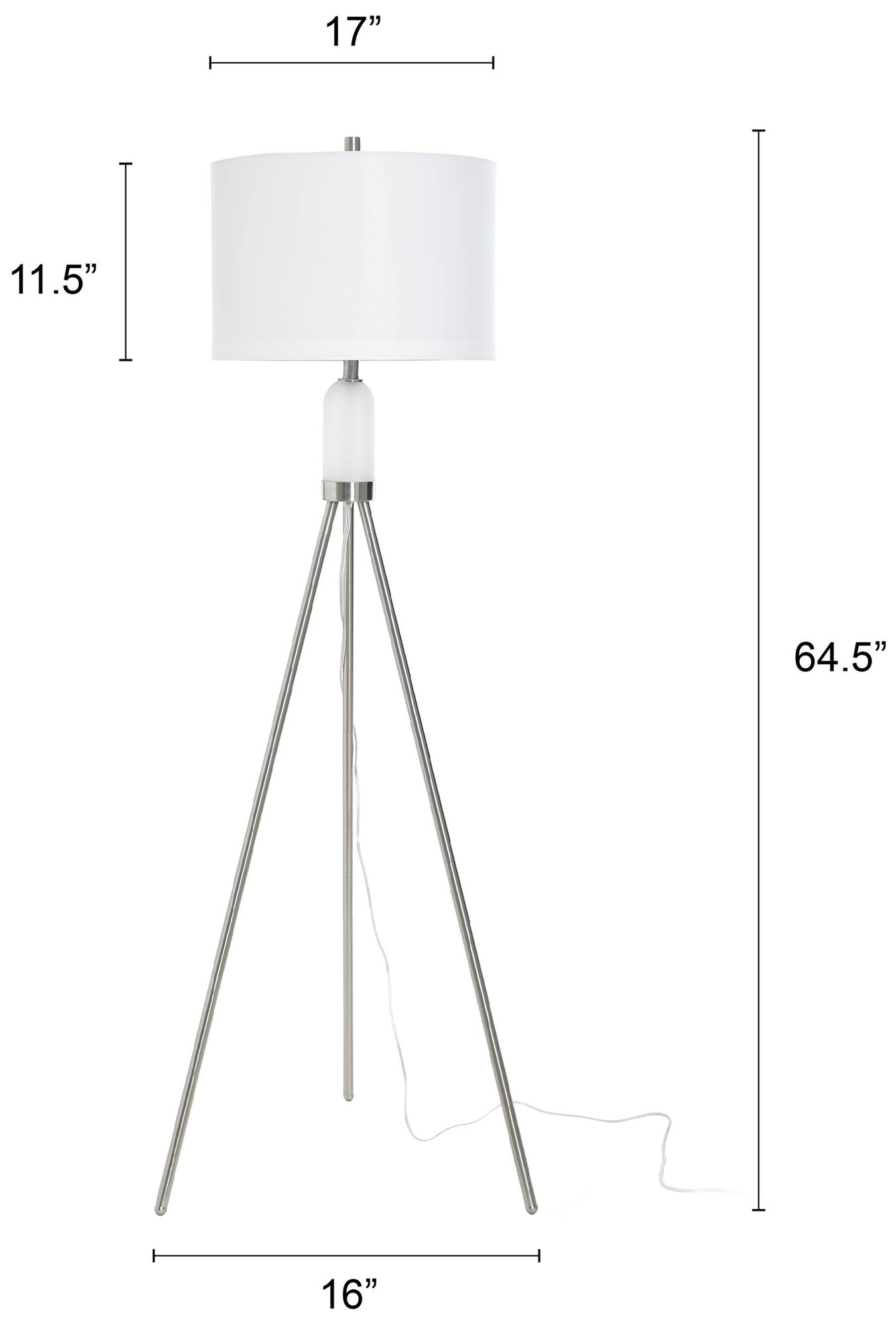Image 7 Orion 63" High Brushed Nickel Floor Lamp with White Shade more views