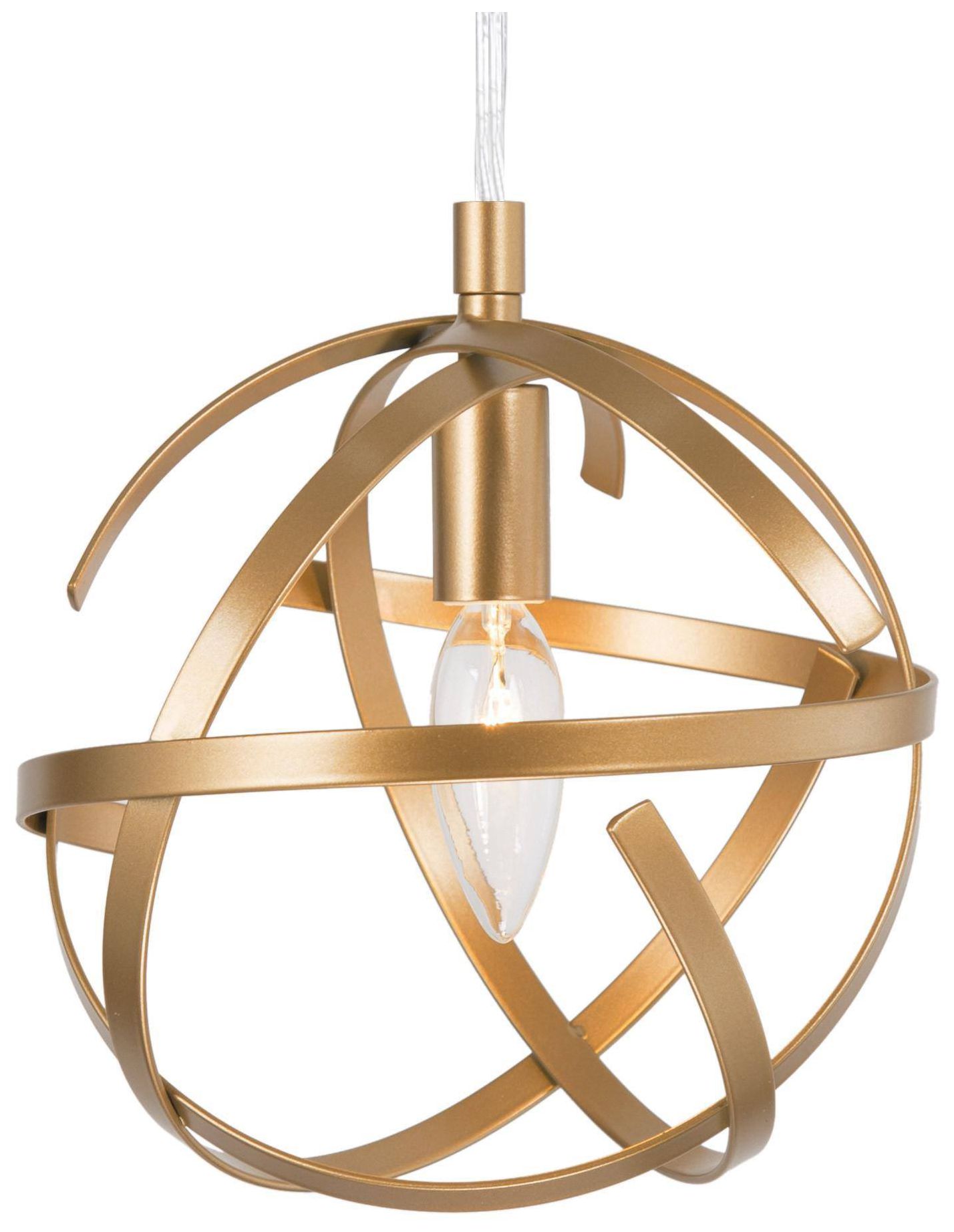 Orion 7.9"W 1-Light Gold Metal Globe Modern Kitchen Pendant