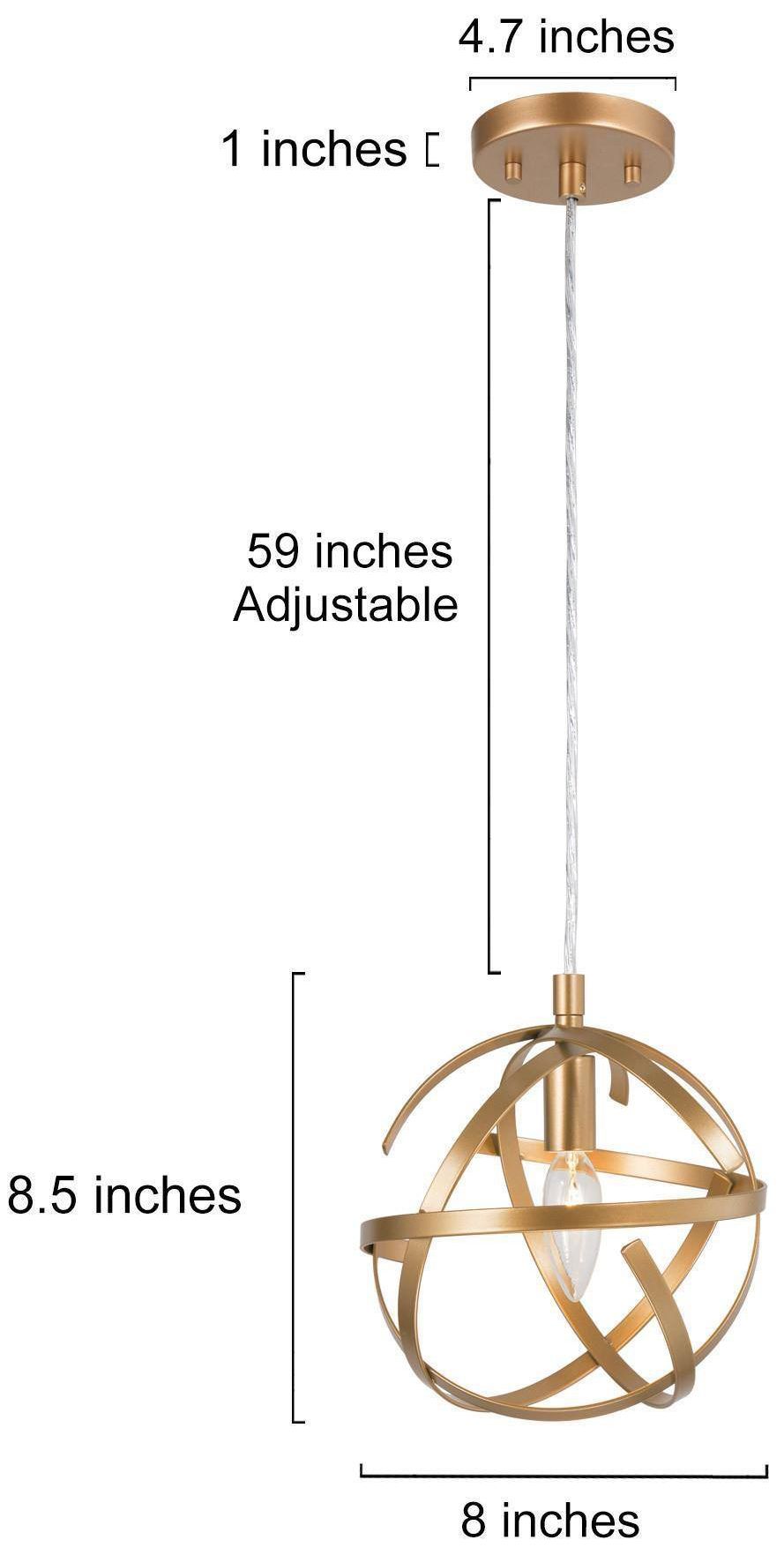 Image 2 Orion 7.9"W 1-Light Gold Metal Globe Modern Kitchen Pendant more views