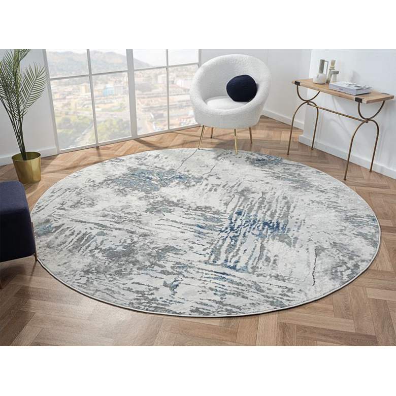 Image 1 Orion Iris 41160 7'11"x7'11" Blue Round Area Rug