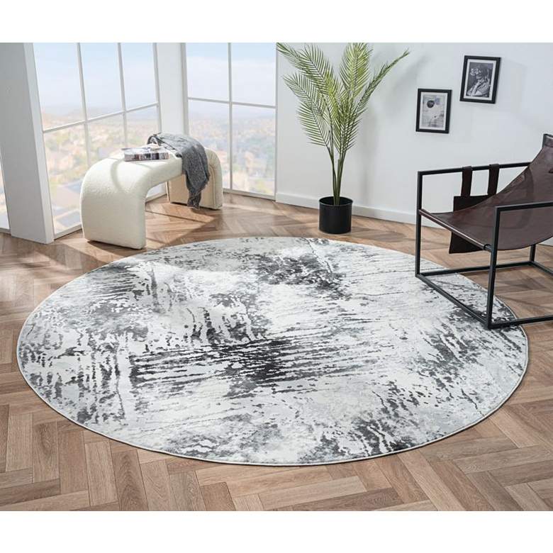 Image 1 Orion Iris 41172 7'11"x7'11" Gray Round Area Rug