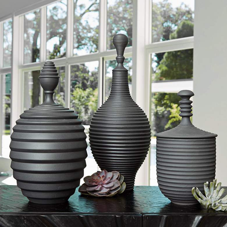 Image 1 Orion Matte Black 16 1/4 inch High Medium Ceramic Jar