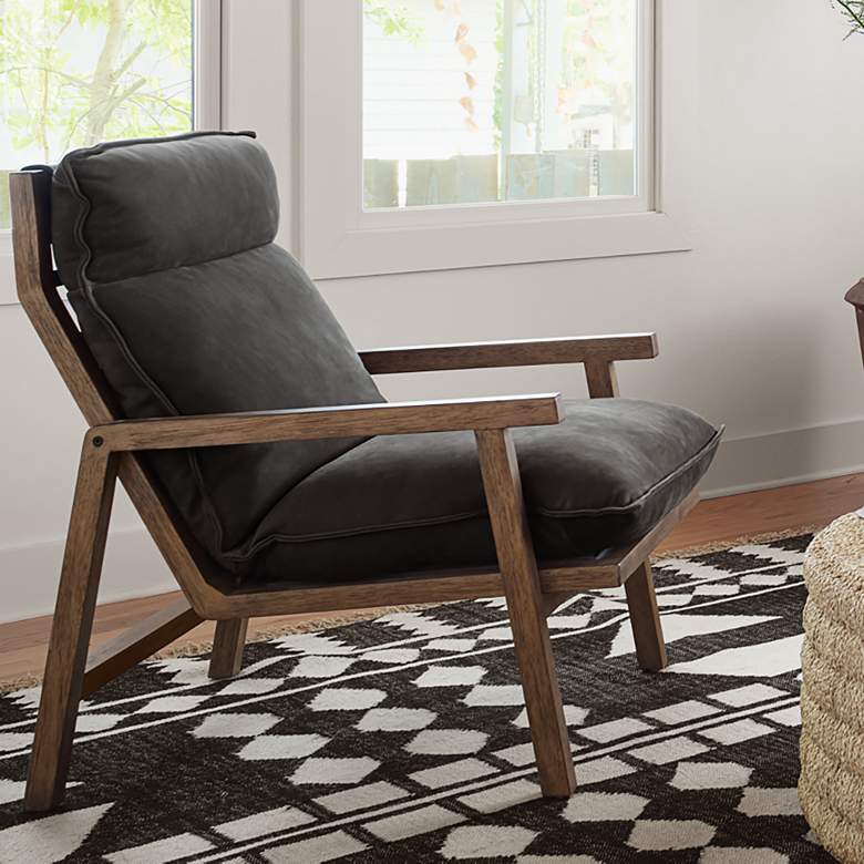 Image 1 Orion Nubuck Charcoal and Leather Chair