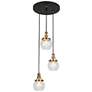 1_Oris 12 1/2" Wide Black Metal 3-Light Pendant