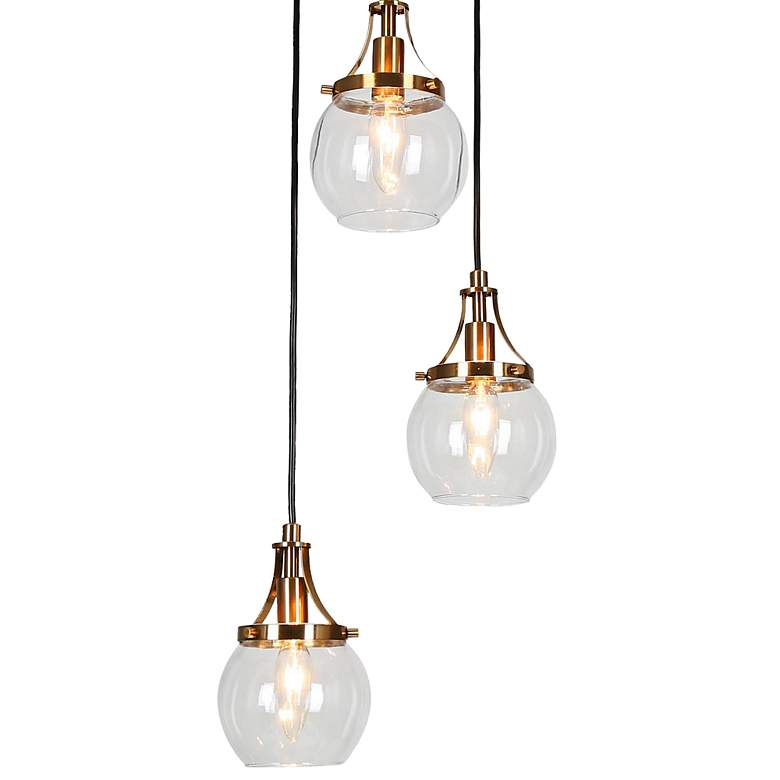 Image 2 Oris 12 1/2" Wide Black Metal 3-Light Pendant more views