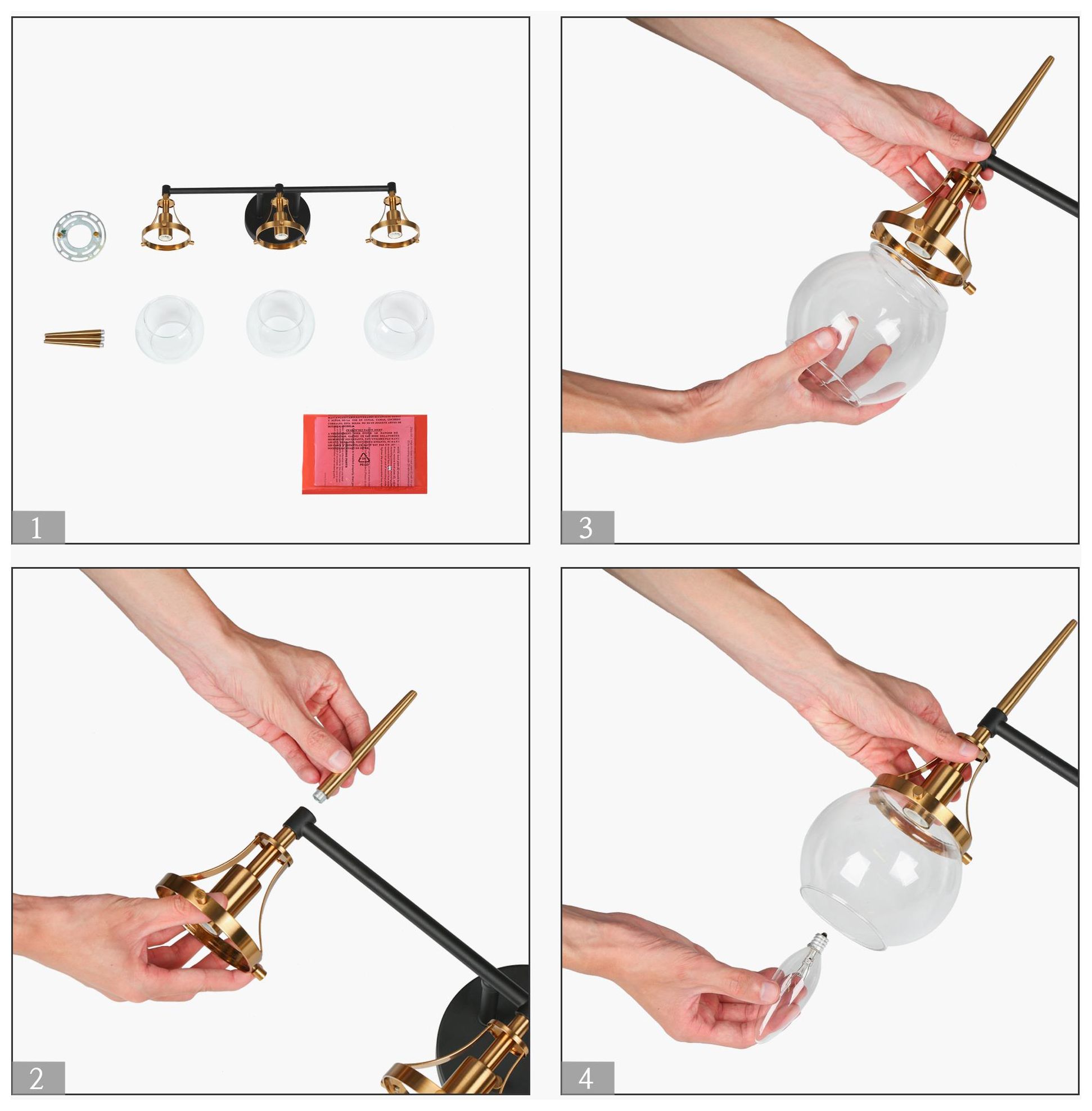 Oris 21 3/4" Wide Black Gold 3-Light Bath Light