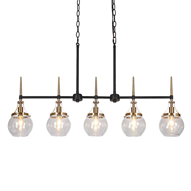 Image 2 Oris 36 1/4" Wide Black Metal 5-Light Linear Pendant