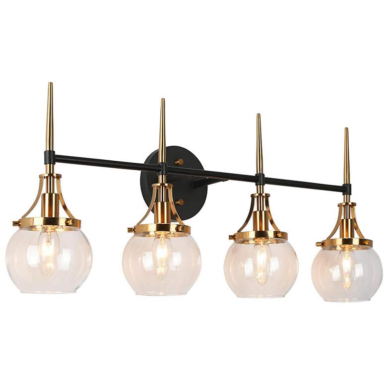 Image 2 Oris Modern 28 1/2" Wide Black and Brass 4-Light Bath Wall Light