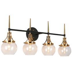 Oris Modern 28 1/2" Wide Black and Brass 4-Light Bath Wall Light