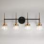 1_Oris Modern 28 1/2" Wide Black and Brass 4-Light Bath Wall Light