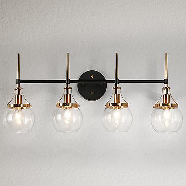 Oris Modern 28 1/2" Wide Black and Brass 4-Light Bath Wall Light
