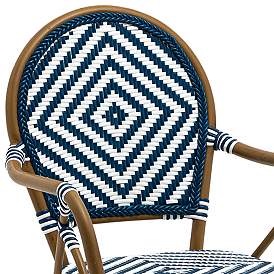 Image2 of Orla Blue White Rattan Outdoor Stacking Armchairs Set of 2 more views