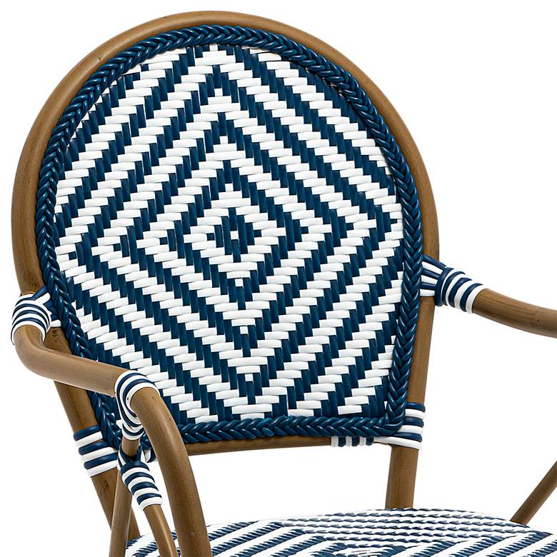 Image 2 Orla Blue White Rattan Outdoor Stacking Armchairs Set of 2 more views