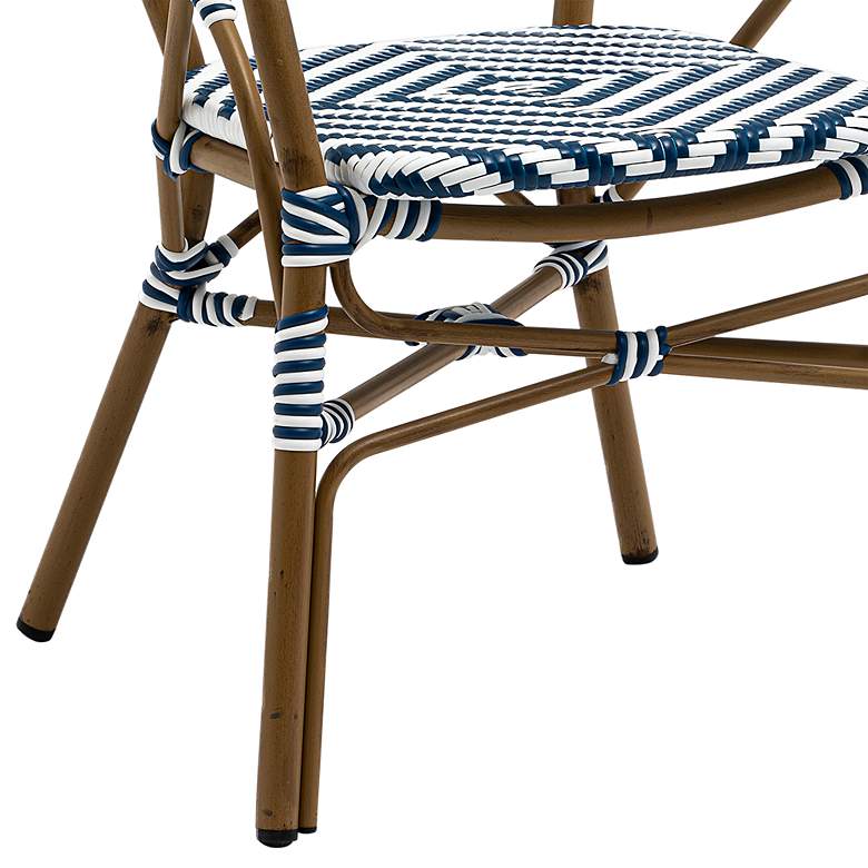 Image 3 Orla Blue White Rattan Outdoor Stacking Armchairs Set of 2 more views