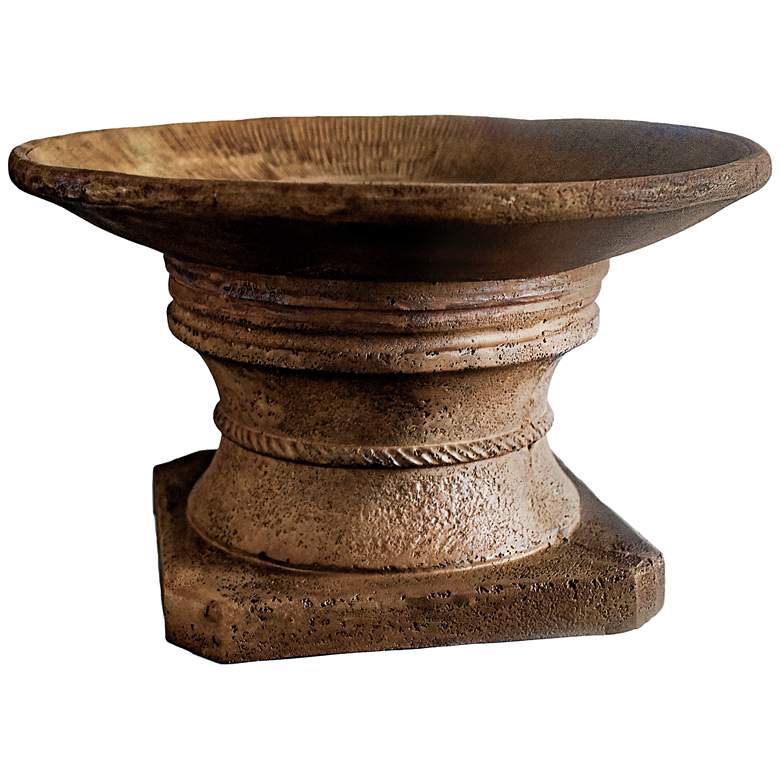 Image 1 Orlandi 12 inch High Sandstone Rustic Outdoor Bird Bath