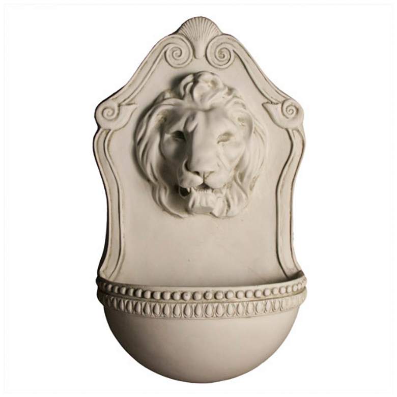 Image 1 Orlandi Aged Lion 24"H Antique Stone Outdoor Wall Fountain