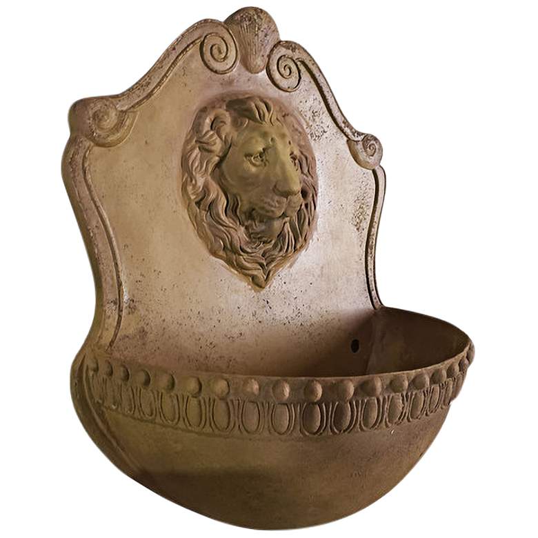 Image 2 Orlandi Donatello Lion 42"H Sandstone Outdoor Wall Fountain more views