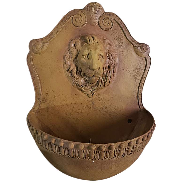 Image 3 Orlandi Donatello Lion 42"H Sandstone Outdoor Wall Fountain more views