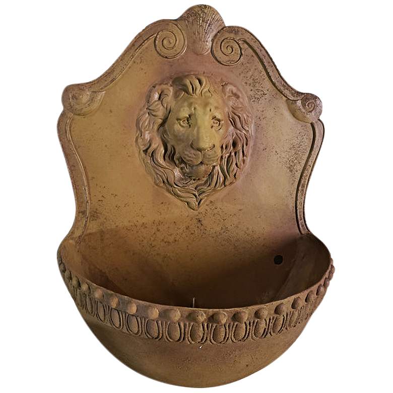 Image 3 Orlandi Donatello Lion 42 inchH Sandstone Outdoor Wall Fountain more views