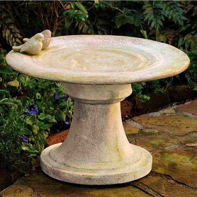 Image 1 Orlandi Giannola 29 1/2" Wide White Moss Outdoor Bird Bath