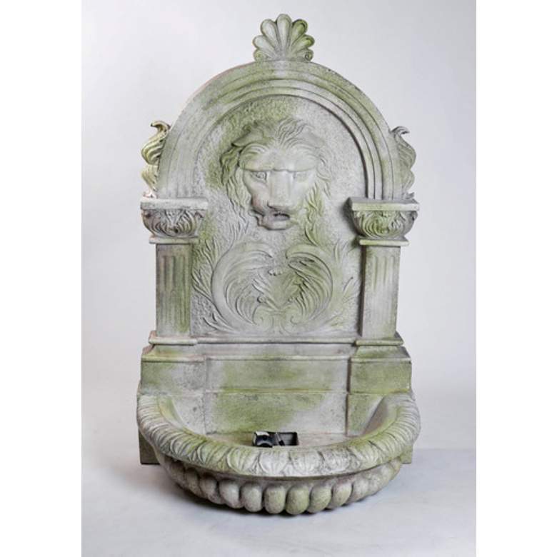 Image 1 Orlandi Le Grande Lion 58"H White Moss Freestanding Fountain