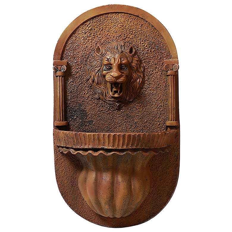 Image 1 Orlandi Lion 35 inch High Sandstone Outdoor Wall Fountain