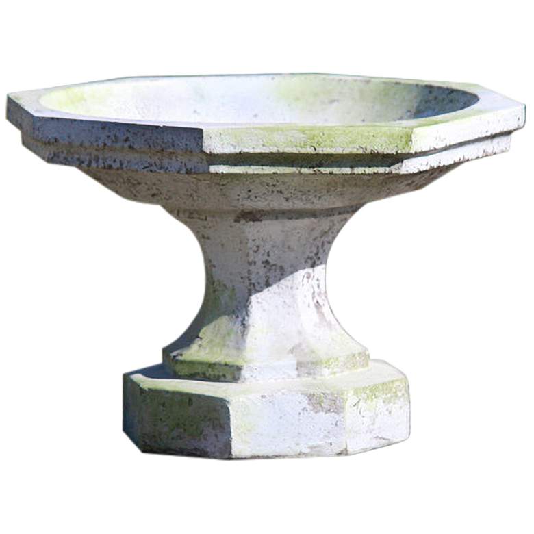 Image 1 Orlandi Marek 11" High White Moss Outdoor Garden Bird Bath
