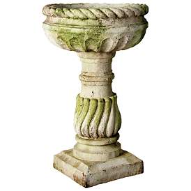 Image1 of Orlandi Roma 25" High White Moss Outdoor Bird Bath