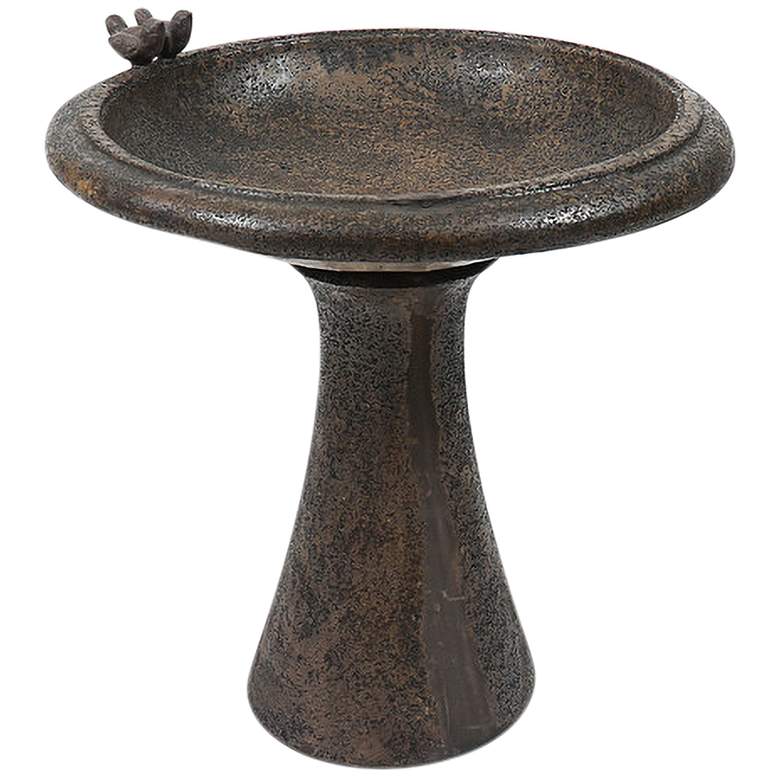 Image 1 Orlandi Sleek 24 inch High Earthtone Outdoor Bird Bath w/Birds